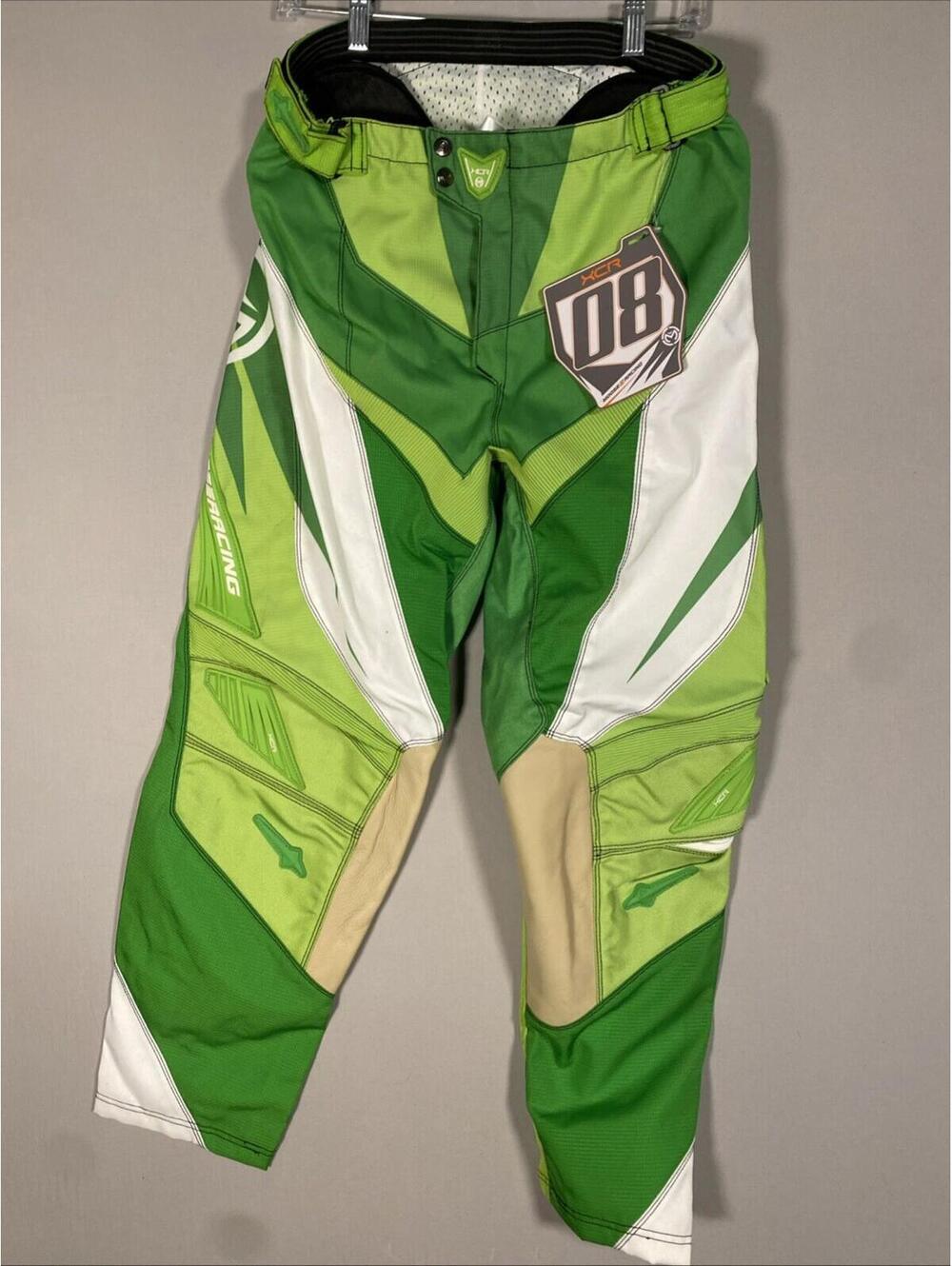 Moose XCR Racing Pant LIME Sz 34 Leather Knees New With Tag Great Shape